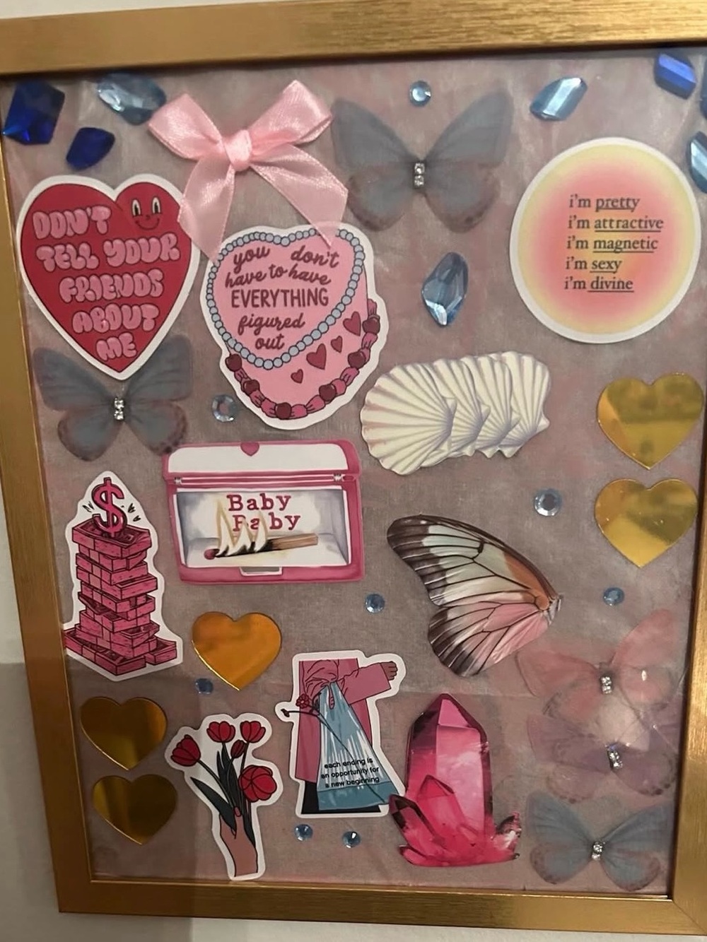 Pink Butterfly Sticker Art Frame by
